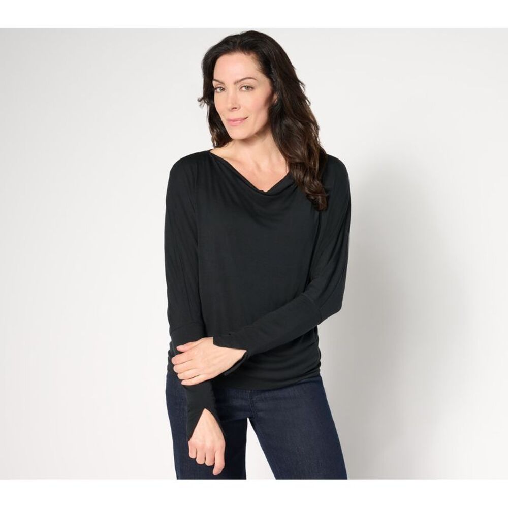 SUNNYLiFE Women's Top Sz L Charlie Cowl Neck Knit Black A667988